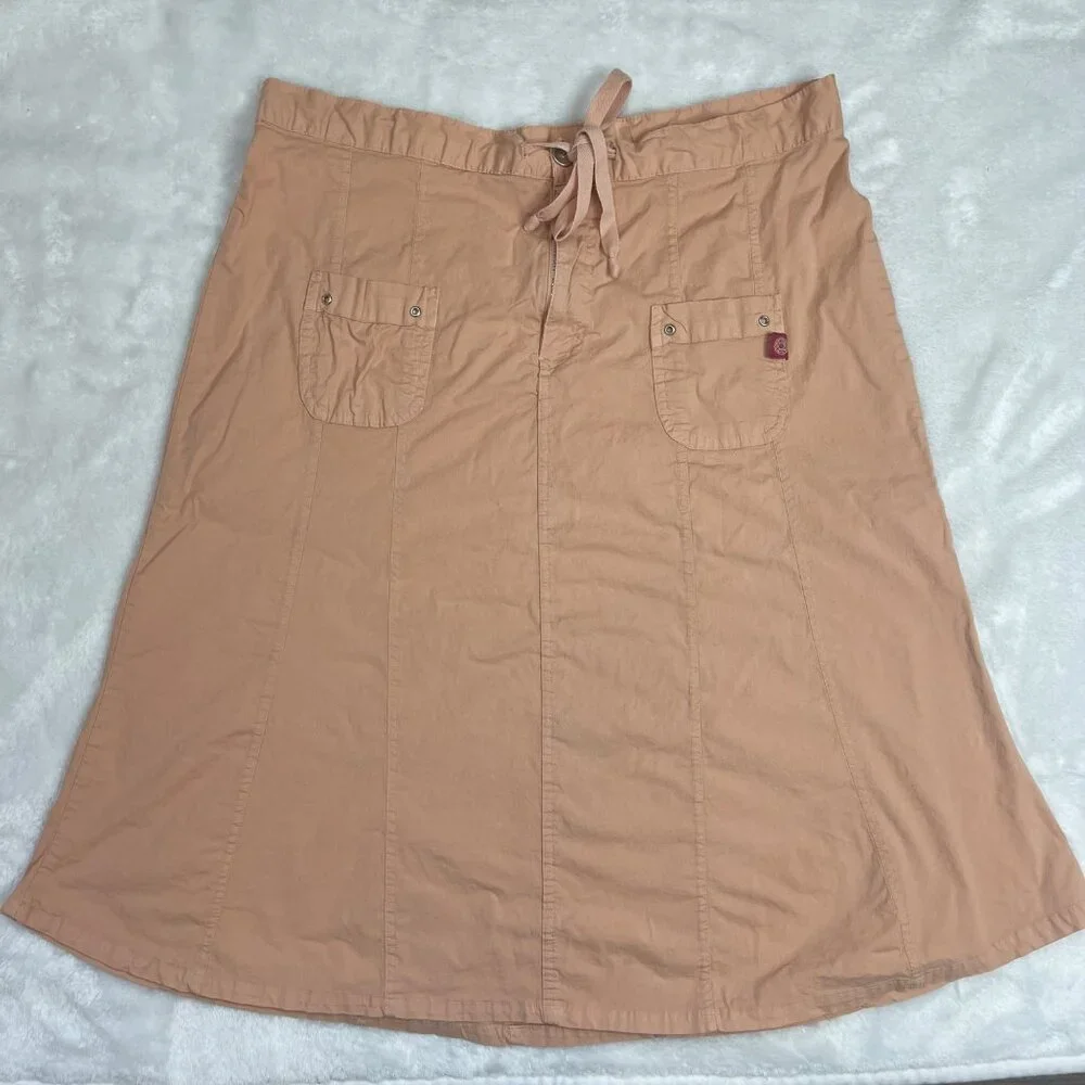 XCVI Wearables Womens Drawstring A-Line Skirt‎ Size Medium Cotton Pockets Peach